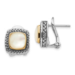 Shey Couture Sterling Silver with 14K Accent Antiqued Mother of Pearl Omega Back Earrings