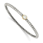 Shey Couture Sterling Silver with 14K Accent FW Cultured Pearl Hinged Bangle Bracelet