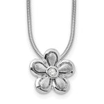 White Ice Sterling Silver Rhodium-plated Satin and Polished 18 Inch Diamond Flower Necklace with 2 Inch Extender