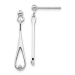 White Ice Sterling Silver Rhodium-plated Diamond Open Teardrop Post Dangle Earrings