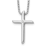 White Ice Sterling Silver Rhodium-plated 18 Inch Diamond Cross Necklace with 2 Inch Extender