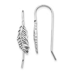 White Ice Sterling Silver Rhodium-plated Diamond Feather Dangle Earrings