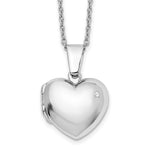 White Ice Sterling Silver Rhodium-plated 18 Inch Diamond Heart Locket Necklace with 2 Inch Extender