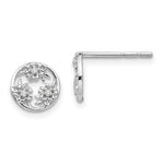 White Ice Sterling Silver Rhodium-plated Diamond Flower Post Earrings