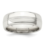 Sterling Silver Polished Domed Grooved Fancy Band Size 10