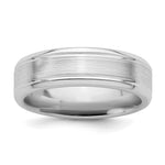 Sterling Silver Rhodium-plated Brushed Grooved Band Size 11