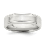 Sterling Silver Brushed Flat Grooved Beveled Edge Fancy Band Size 8.5