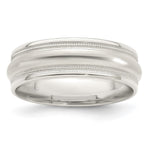 Sterling Silver Polished Domed Double Milgrain Fancy Band Size 10