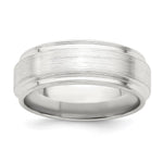 Sterling Silver Brushed Flat Grooved Edge Fancy Band Size 10