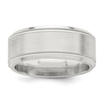 Sterling Silver Brushed Flat Milgrain Beveled Edge Fancy Band Size 13.5