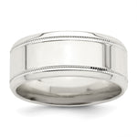 Sterling Silver Polished Flat Milgrain Beveled Edge Fancy Band Size 12