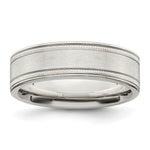 Sterling Silver Brushed Flat Milgrain Grooved Edge Fancy Band Size 12