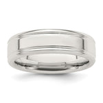 Sterling Silver Polished Flat Grooved Fancy Band Size 7.5