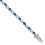 Sterling Silver Rhodium-plated Clear and Blue Marquise CZ Bracelet