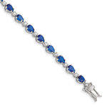 Sterling Silver Rhodium-plated Clear and Blue Pear CZ Bracelet