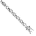 Sterling Silver Rhodium-plated Bezel CZ and Beads Tennis Bracelet