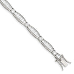 Sterling Silver Rhodium-plated Polished Baguette and Round CZ Bracelet