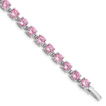 Sterling Silver Rhodium Plated Pink CZ Tennis Bracelet