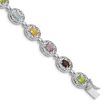 Sterling Silver Rhodium Plated Multi-gemstone Bracelet