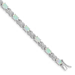 Sterling Silver Rhodium Plated Created Opal XO Bracelet