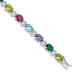 Sterling Silver Rhodium-plated Multicolor CZ Bracelet