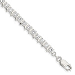 Sterling Silver Polished CZ Fancy Tennis Bracelet