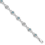 Sterling Silver Rhodium-plated Blue Topaz Diamond Bracelet