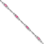 Sterling Silver Rhodium-plated Pink Tourmaline and Diamond Bracelet