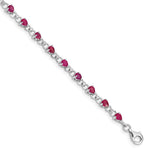 Sterling Silver Rhodium-plated Composite Ruby and Diamond Bracelet