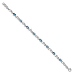 SSilver RH-plated Swiss Blue Topaz Infinity Link w/ ext. Bracel