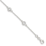 Sterling Silver Polished Bezel CZ 5-Station Bracelet