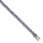 Sterling Silver Rhodium-plated Oval Tanzanite Bracelet