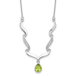 Sterling Silver RH Plated Peridot and White Topaz with . Ext Necklace