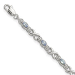 Sterling Silver Rhodium-plated Polished Tanzanite Xs Bracelet