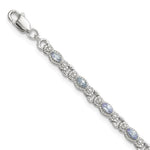 Sterling Silver Rhodium-plated Polished Tanzanite Bracelet
