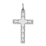 Sterling Silver Rhodium-plated Laser Cut Scroll Design Latin Cross Pendant