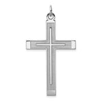 Sterling Silver Rhodium-plated Satin and Polished Laser Cut Latin Cross Pendant