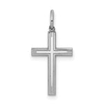Sterling Silver Rhodium-plated Laser Cut Line Design Latin Cross Charm