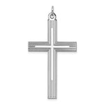Sterling Silver Rhodium-plated Laser Cut Line Design Latin Cross Pendant