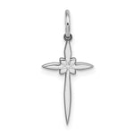 Sterling Silver Rhodium-plated Laser Cut Passion Cross Charm
