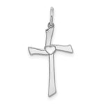 Sterling Silver Rhodium-plated Laser Cut Heart Center Cross Pendant