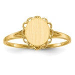 14k 6.5x Oval Open Back Scalloped Edge Signet Ring