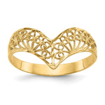 14k Diamond-Cut Filigree V-Shape Ring