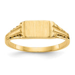 14k Diamond-Cut 6.0x Closed Back Size 3.5 Rectangular Signet Ring