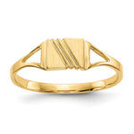 14k Polished and Satin 5.5x Open Back Size 3 Striped Rectangular Signet Ring