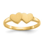 14k 5.5x Open Back Double Heart Signet Ring