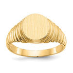 14k 10.5x Oval Open Back Mens Signet Ring