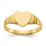 14K Satin 7.0x Closed Back Size 3.5 Heart Signet Ring