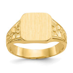 14K Polished 8.0x Closed Back Size 3.5 Square Signet Ring