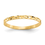 14K Diamond-cut Zig-Zag Design Flat Band Size 3 Ring